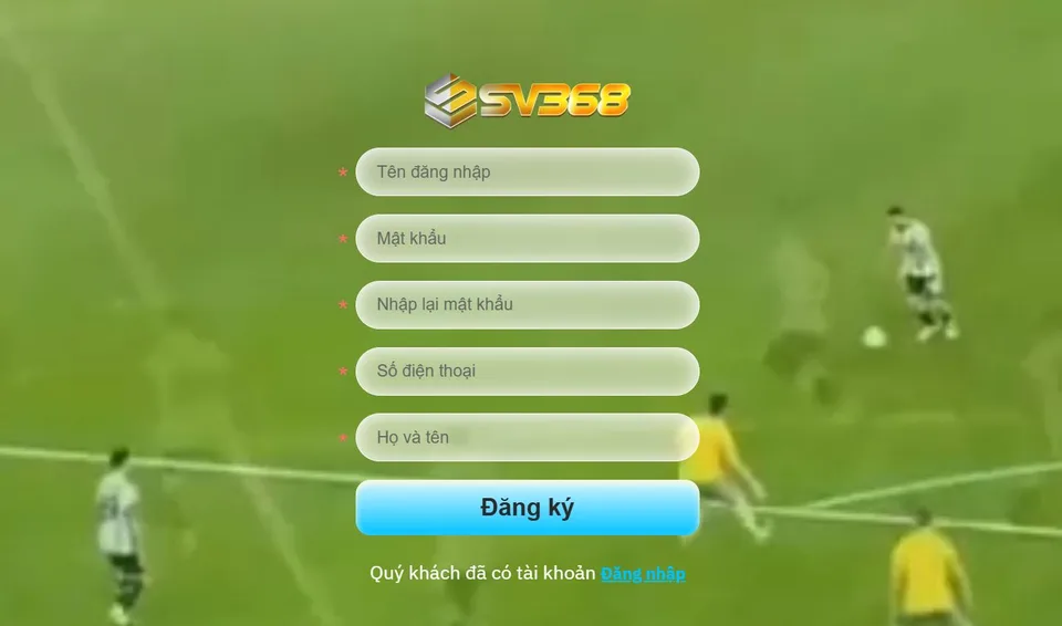 Điền thông tin theo yêu cầu để đăng ký Sv368