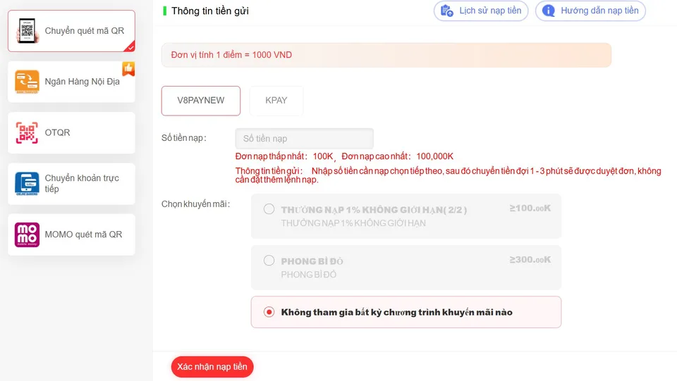 Tổng hợp năm phương thức nạp tiền SV368 thuận tiện nhất