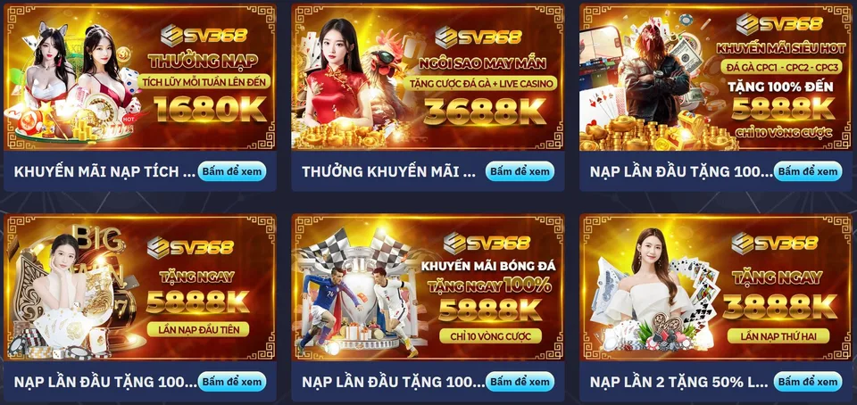 Khám phá về hệ thống khuyến mãi SV368 siêu hời