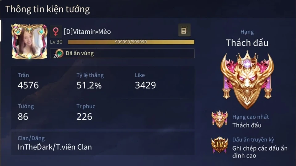 Acc Liên Quân VIP sở hữu nhiều tướng và skin xịn trong tài khoản