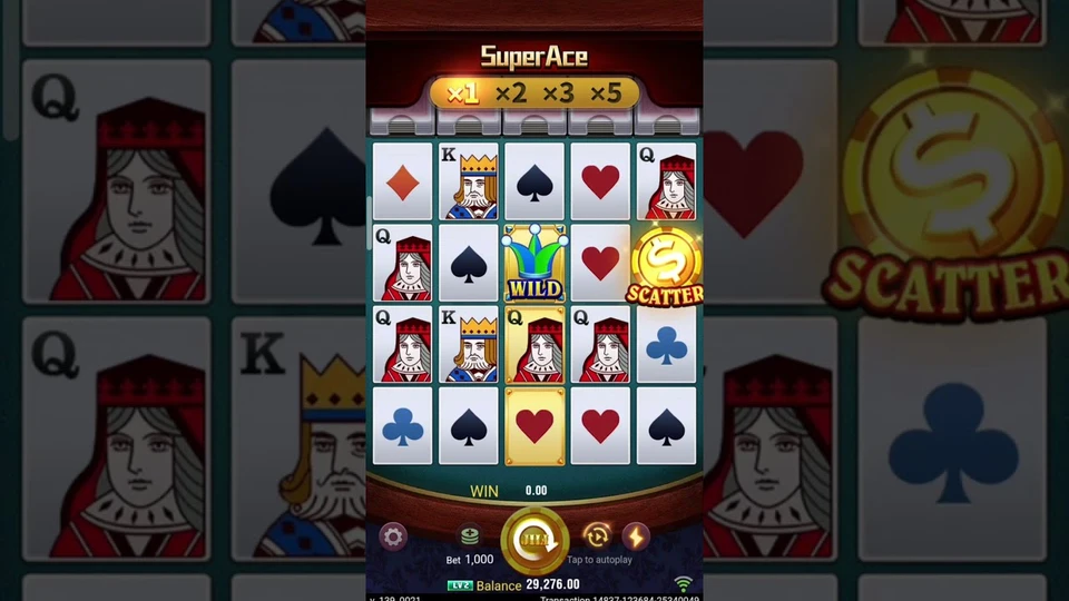 Giao diện chính Super Ace JILI với thiết kế bài Tây bắt mắt