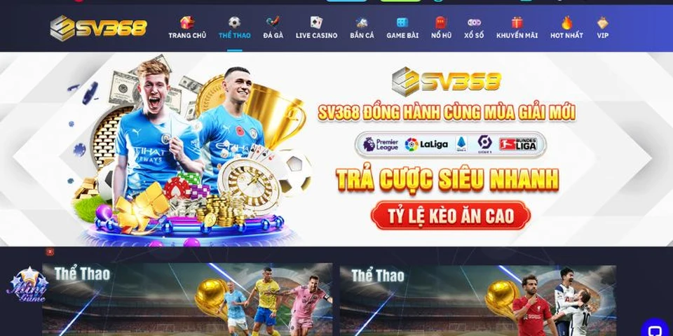 Giao diện sảnh cược thể thao SV368 tích hợp 6 nhà phát hành nổi tiếng